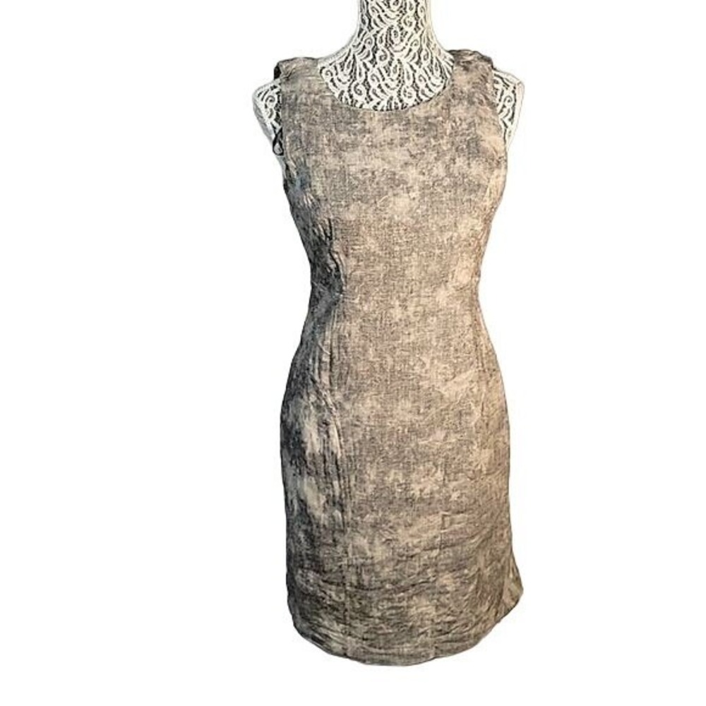 CALVIN KLEIN Sleeveless Sheath Dress Neutral Tones Textured Career Cocktail 6